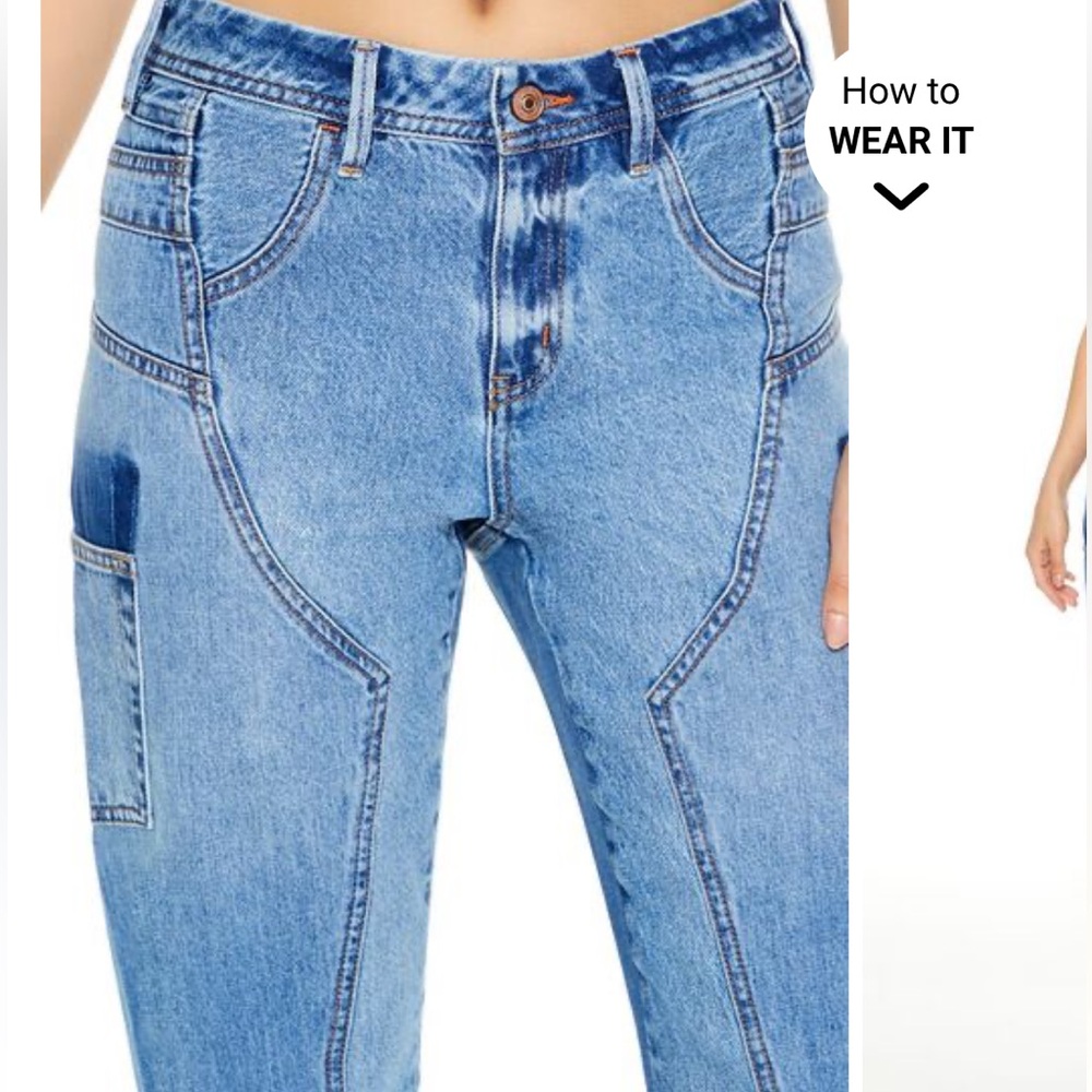 Forever 21 Low-Rise Straight Cargo Jeans